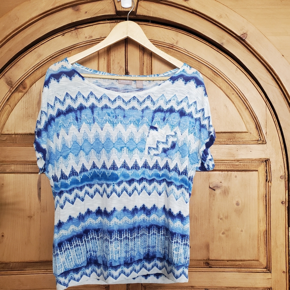 Chico's  Blue Short Sleeve Top Size 1
